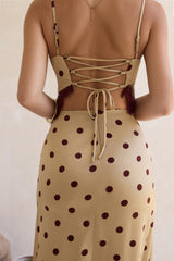 On The Sky Lace Polka Dot Maxikleid Braun