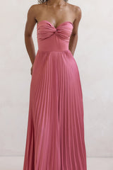 Decades Ago Plissee trägerloses Maxikleid Rose