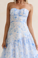 Ocean Blue Strapless Maxi Dress Blue