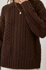 Plush Aura Knit Sweater Chocolate