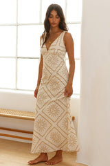 Luftiges Maxikleid in Beige, Modell „Blaze“