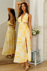 Sunlit Reflections Halter Maxi Dress Yellow