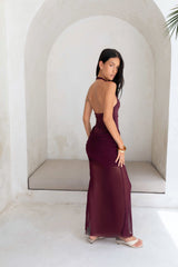 Luxe Legacy Neckholder Maxikleid Pflaume