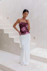 Sunset Blooms Strapless Top Plum