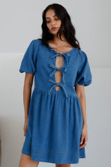In Lieu Mini Dress Blue