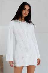 Soulful Nights Long Sleeve Mini Dress White