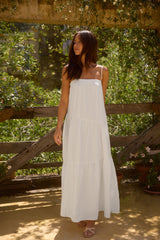 Liliana Maxikleid aus 100 % Leinen Weiß