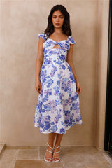 Midi-Kleid „Moon Orchids“ Blau