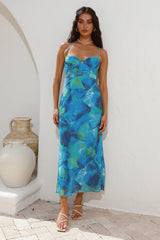 Tauchen ins Meer Midi-Kleid Blau