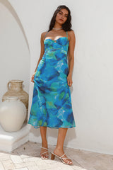 Tauchen ins Meer Midi-Kleid Blau
