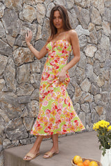 Seerosen Maxikleid Orange