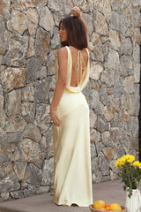 Dear Me Satin Maxikleid Gelb