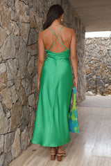 Main Attraction Satin Maxikleid Grün