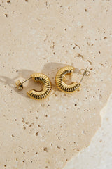 18k Gold Plated Spring Into Step Hoop Earrings Gold