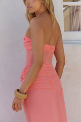 Evening Magnolia Strapless Maxi Dress Peach