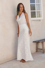 Fly To Paradise Neckholder Maxi-Kleid aus Mesh, Weiß