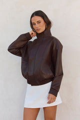 City Girls Faux Leather Jacket Brown