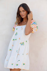 Field Of Blooms Mini Dress White